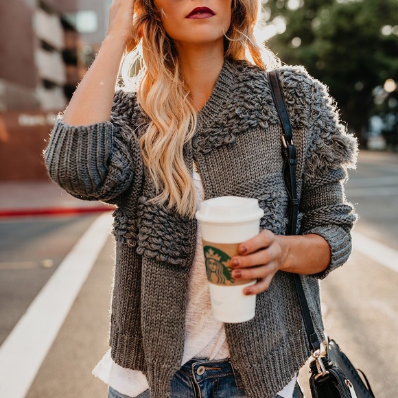 Vici Snuggled Up Fringe Knit Jacket - Picture 1 of 5